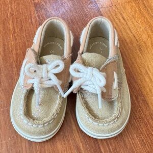 gold sparkly Sperry’s